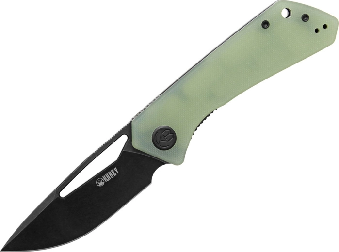 Kubey Thalia Black Jade pocket knife 8.3 cm, light green G10 with clip