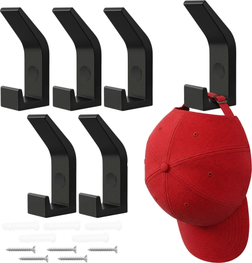 RUHHY wall hook in loft style, matte black, triple – set of 5 pcs