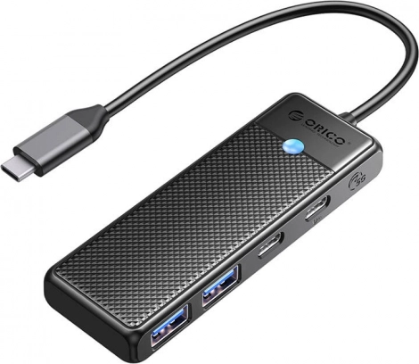 Orico 4-v-1 USB razdelilnik USB‑A 3.0 ×2 + USB‑C 3.0 + USB‑C PD 100 W