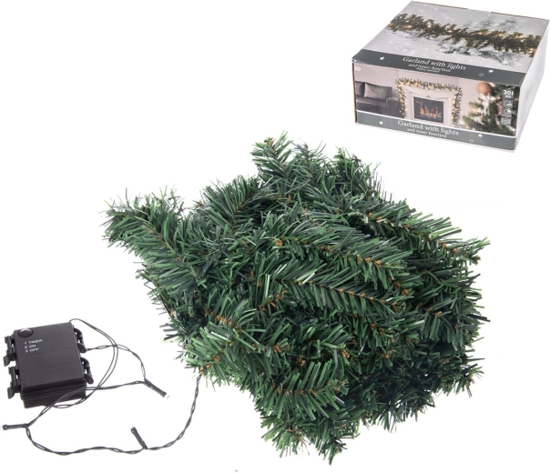 Zelena LED svetlobna girlanda s časovnikom 270 cm (30 LED)