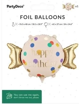 Folijski balon (sladkarija) z napisom Happy B-day 61 × 37 cm