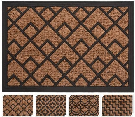 Zunanja preproga iz gume in kokosa 40 × 60 cm – mešanica dekorjev