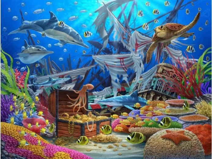 Diamantni mozaik (diamond painting) podvodni zaklad 40 × 30 cm