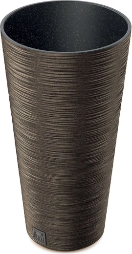 Cvetlični lonec Furu Slim Eco Wood z vložkom 25 cm – kava