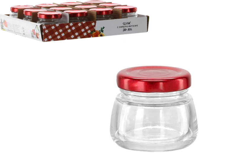 Steklenička 30 ml z rdečim kovinskim pokrovčkom