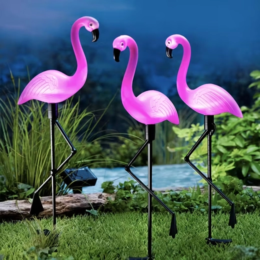 Solarne vrtne luči flamingo, set 3 kos
