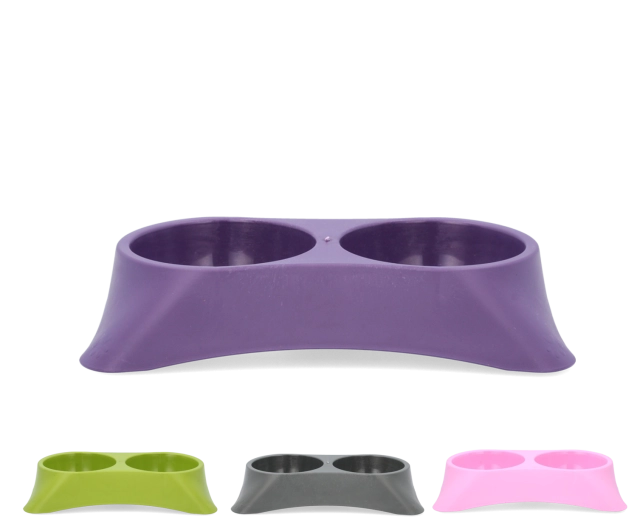 Dve posodi v eni za hrano in vodo