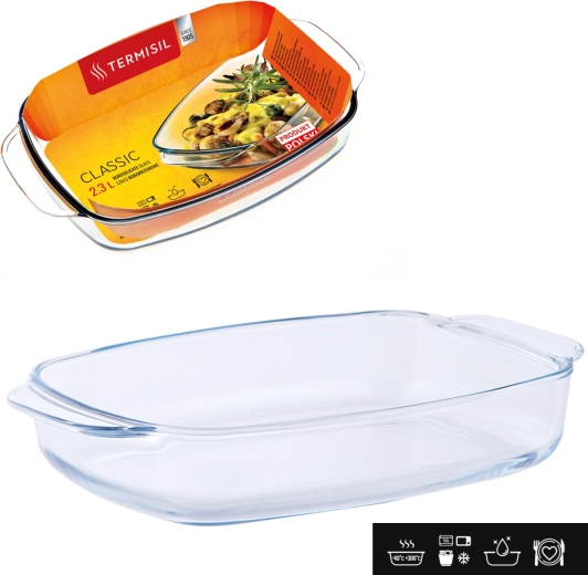 Pravokotni ognjevzdržni pekač iz borosilikatnega stekla 2,3 l TERMISIL