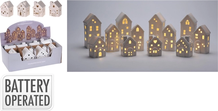 Dekorativna porcelanasta hiška z LED osvetlitvijo
