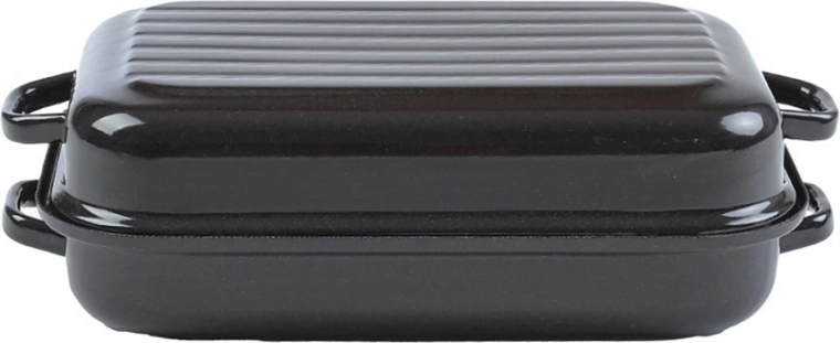 Emajliran pekač s pokrovom 40 × 26 cm – 2-delni, rebrasto dno