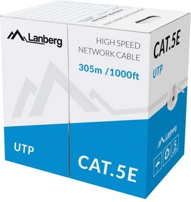 omrežni kabel UTP Cat.5e CU 305 m, siv, masivni vodnik