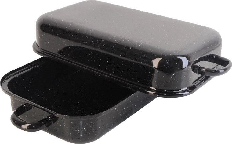 Emajliran pekač s pokrovom BERYL 30 × 20 cm, 2,8 l – črni granit