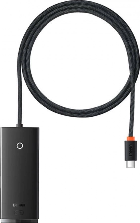 Baseus Lite 4‑vratni USB‑C hub s 4× USB 3.0 in napajanjem USB‑C, 1 m, črn