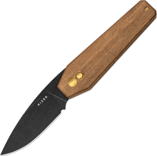 Kizer Tomb pocket folding knife with Mkuruti wood