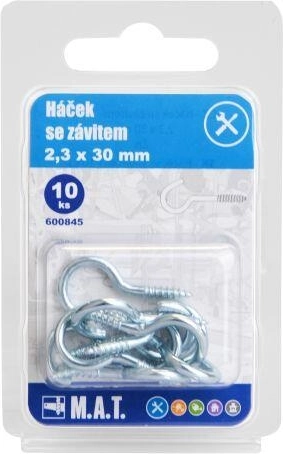 Kljuka z navojem 30 × 2,3 mm, pocinkana (10 kos)