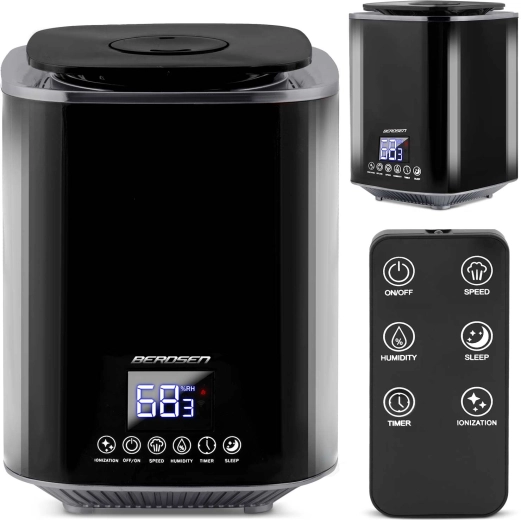 Ultrazvočni vlažilnik zraka BERDSEN z ionizacijo in aromaterapijo, črn
