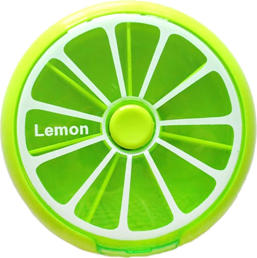Okrogel razdelilnik za zdravila z motivom limone 9 × 2,5 cm