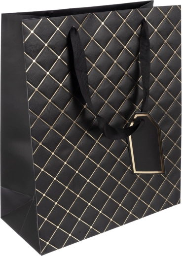 Papirnata darilna vrečka quilt 26 × 12 × 32 cm – Črna
