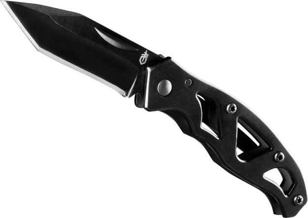 Gerber Paraframe Mini Black žepni nož 5,6 cm – povsem črn, v celoti kovinski