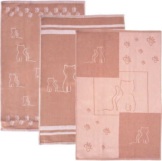 Cotton Kitchen Towels Kotek 70 × 50 cm Brown - 3 pcs
