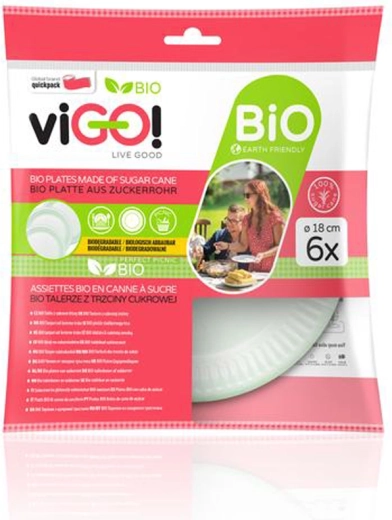 Bio krožniki iz sladkornega trsa 18 cm, 6 kos