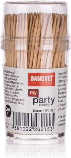 Bambusove dvostranske zobotrebce v okroglem dozirniku, 200 kos