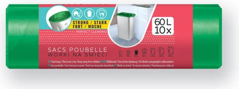 Vreče za odpadke LDPE 60 l, zelene, 60 × 80 cm (10 kos)