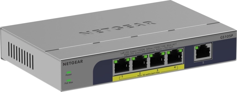 Netgear neupravljano 5-portno gigabitno stikalo s PoE+