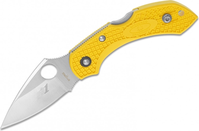 Žepni nož Spyderco Dragonfly 2 Salt Lightweight, gladek rob, 5,7 cm, rumen FRN