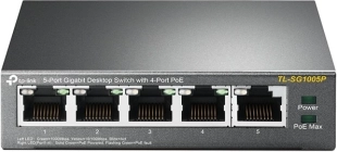 TP-Link 5‑vratni gigabitni namizni switch s 4× PoE (TL-SG1005P)
