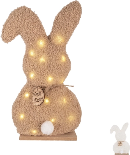 Velikonočni LED zajček na lesenem podstavku 31 cm