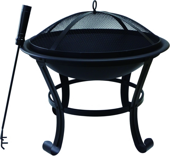 Vrtno kurišče s pokrovom, črno kovinsko