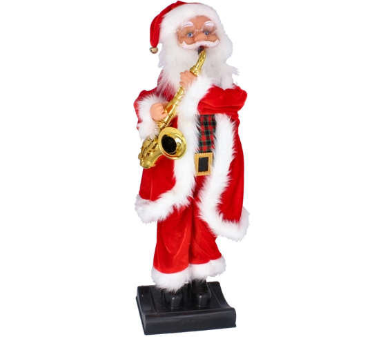 Igrajoča božična figurica Miklavž s saksofonom 81 cm - 1 kos