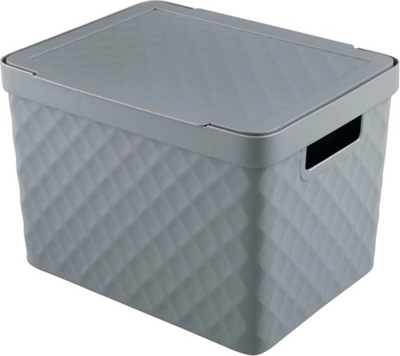 Plastična košara za shranjevanje s pokrovom HEIDRUN Diamond 36 × 27 × 23 cm