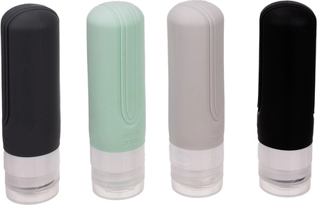 4 silicone 90 ml bottles with “no-drip” cap