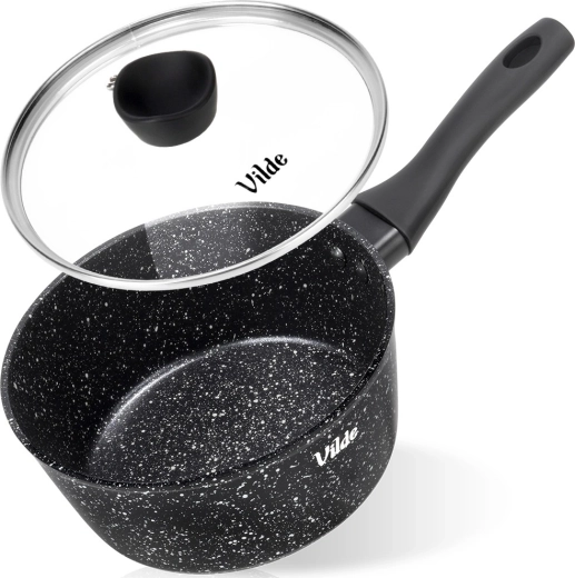 Kozica z granitno prevleko s steklenim pokrovom 16 cm, 1,1 l Vilde GRANITICA