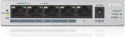 Stikalo Zyxel GS1005HP, 5-portno gigabitno PoE+ namizno, 60 W