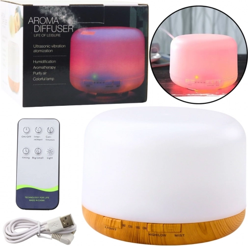 Ultrazvočni aroma difuzor in vlažilec zraka 300 ml z LED in daljinskim upravljalnikom