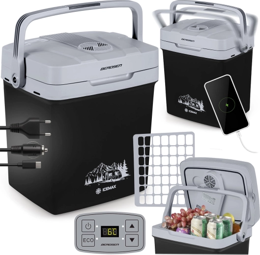 Prenosni električni avtomobilski hladilnik 26 l z ECO načinom – črna
