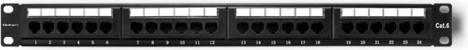 Patch panel za omaro, 24-portni, CAT6 UTP, črn