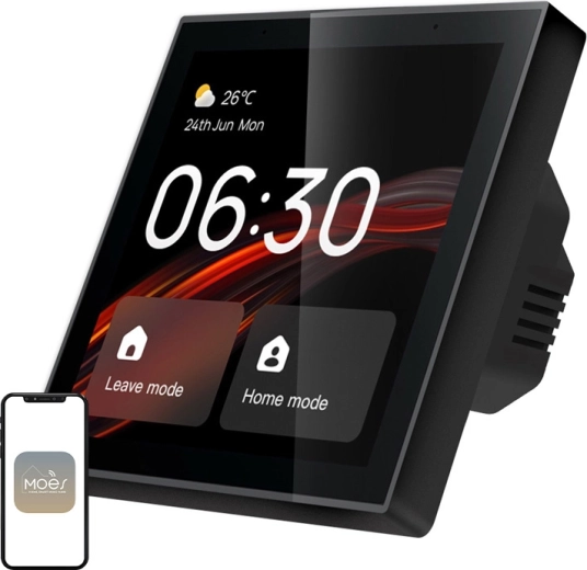Moes smart wall-mounted control panel for a smart home (Wi‑Fi/Zigbee, 4" touch LCD)