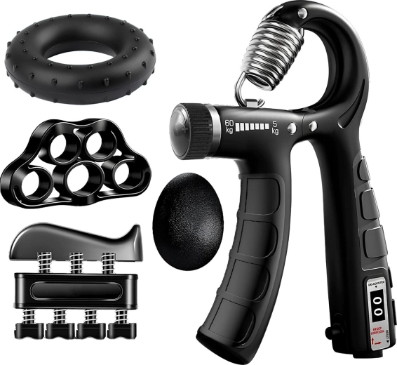 Renew Force 5-in-1 hand strengthener set with adjustable resistance 5–60 kg and counter