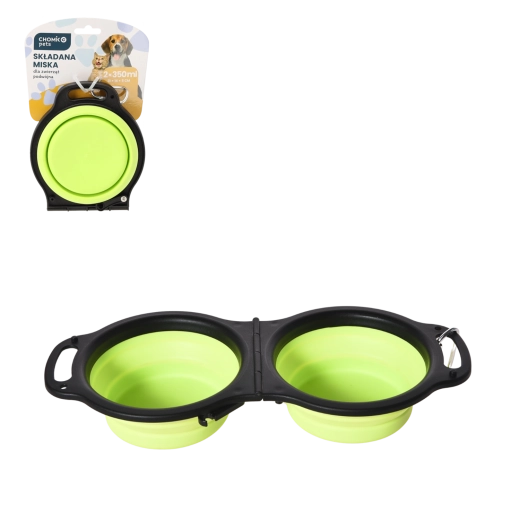 Zložljiva dvojna potovalna posodica za pse in mačke 2 × 350 ml