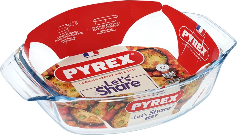 Ovalna pekač posoda iz borosilikatnega stekla PYREX 30 × 21 cm