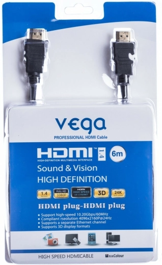 HDMI kabel 6 m 10,2 Gb/s črn VEGA
