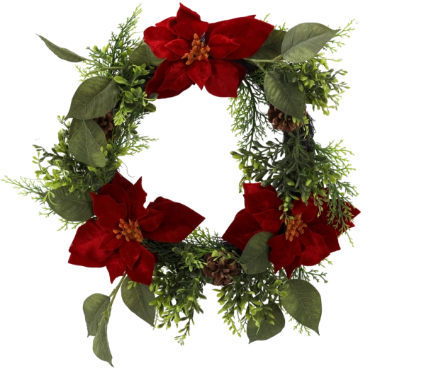 Sintetični božični venec z božično zvezdo, 40 cm