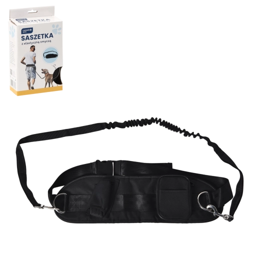 Tekaški pas z samonavijajočim elastičnim povodcem za pse