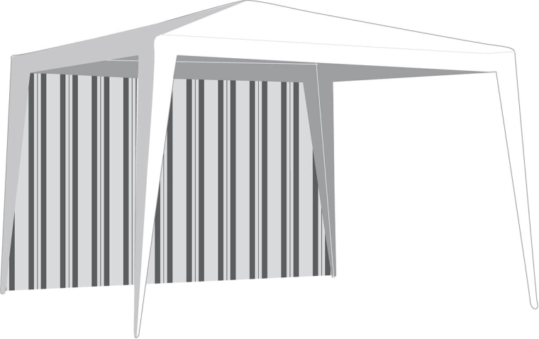 Stranska stena za vrtni paviljon 295 × 190 cm brez okna, belo‑zelene črte