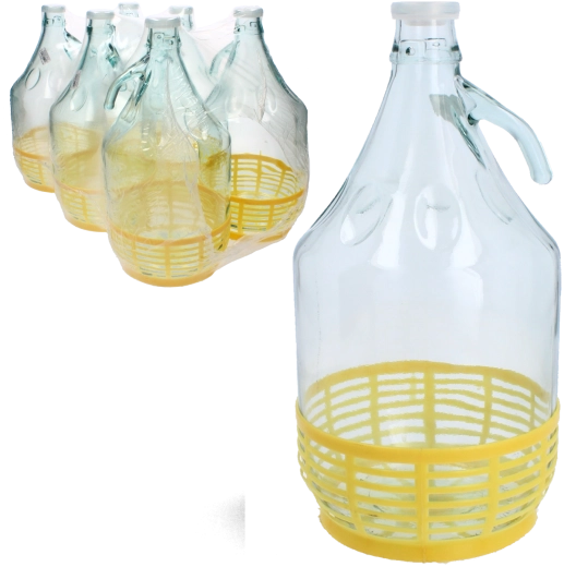 Steklen balon 5 l z ročajem in plastičnim zamaškom