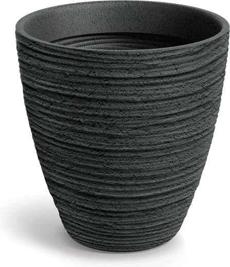 Cvetličnik Defora 60 cm temno siv z bambusovo teksturo